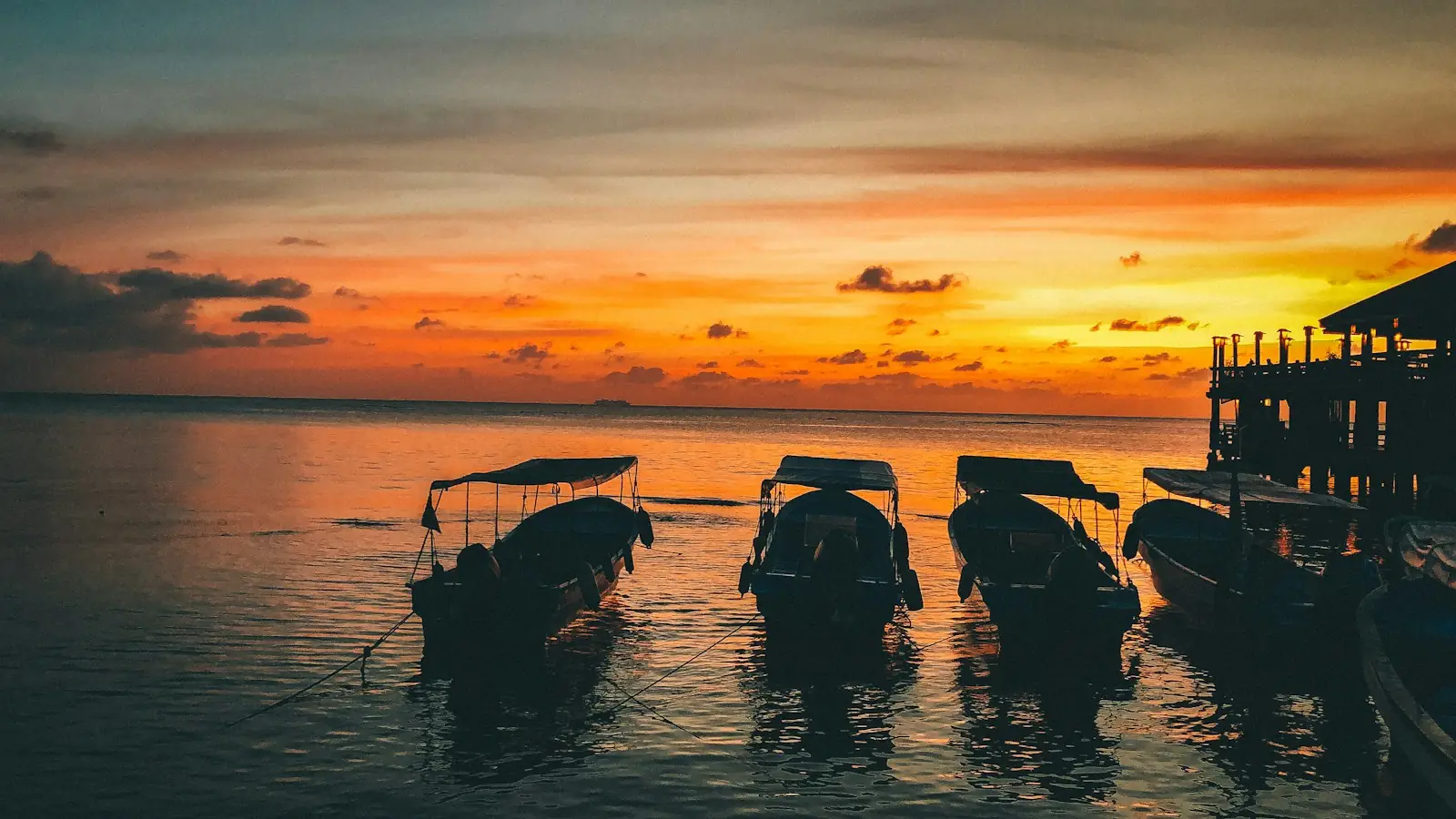 Riding a boat at sunset